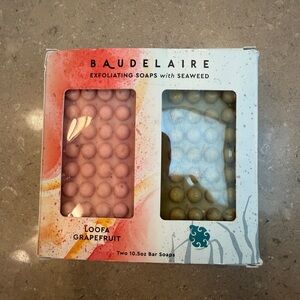 NWT 2 Loofa Exfoliating Soaps w seaweed:grapefruit (pink) & sea (green)!